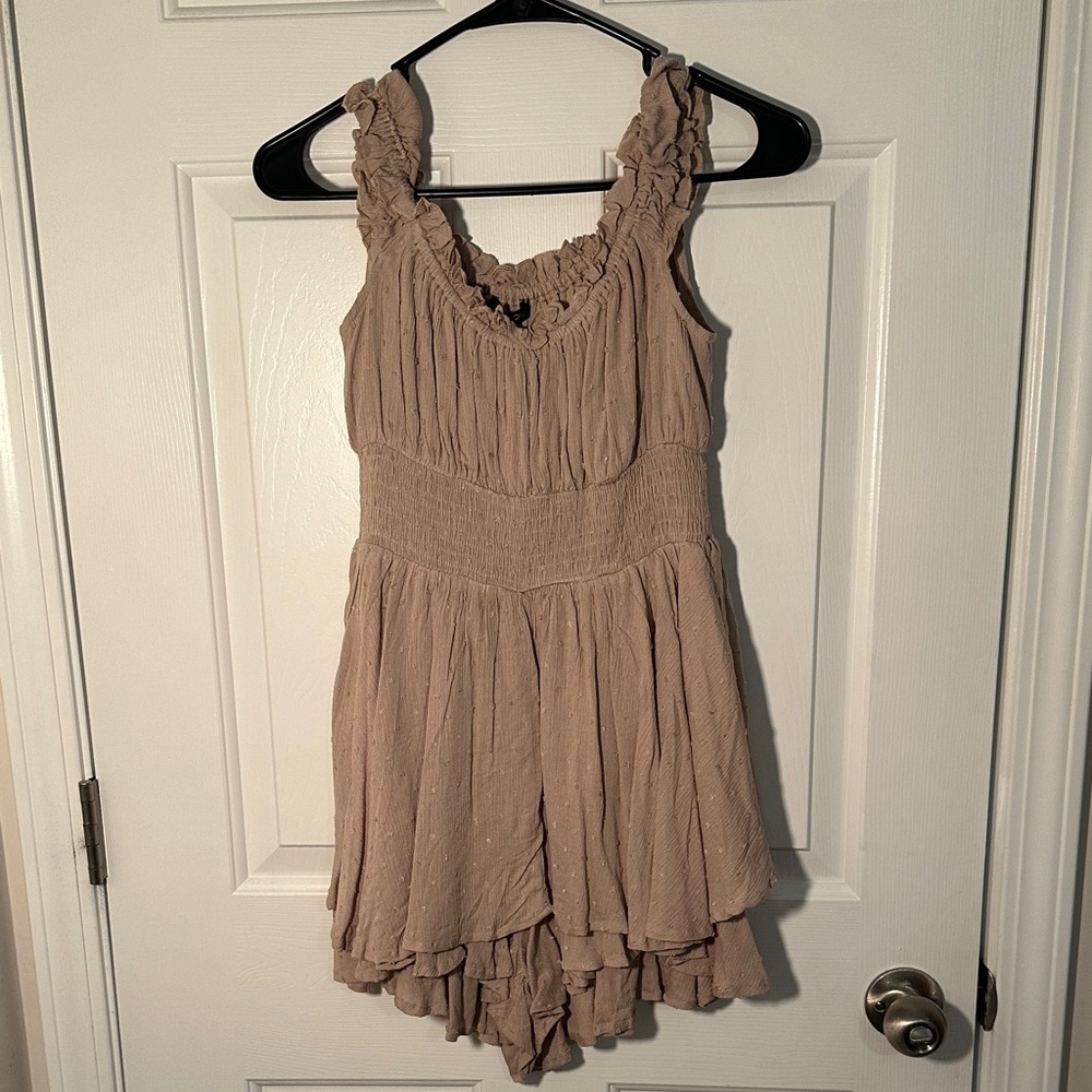 Papermoon Taupe Ruffle Strap Dress